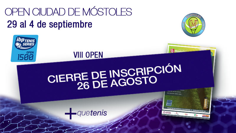 El VIII Open Nacional Ciudad de Móstoles cierra inscripciones el 26 de agosto a las 22:00h