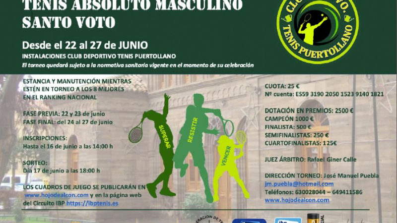  En inscripción hasta el 16 de junio:  "IV Torneo Internacional de Tenis  Absoluto Santo Voto"