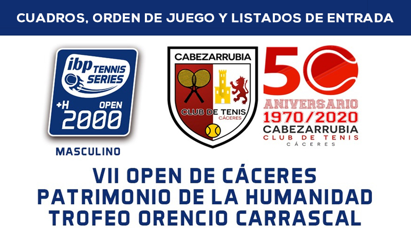 Lista de entrada , cuadros y orden de juego del Open Cáceres 2020